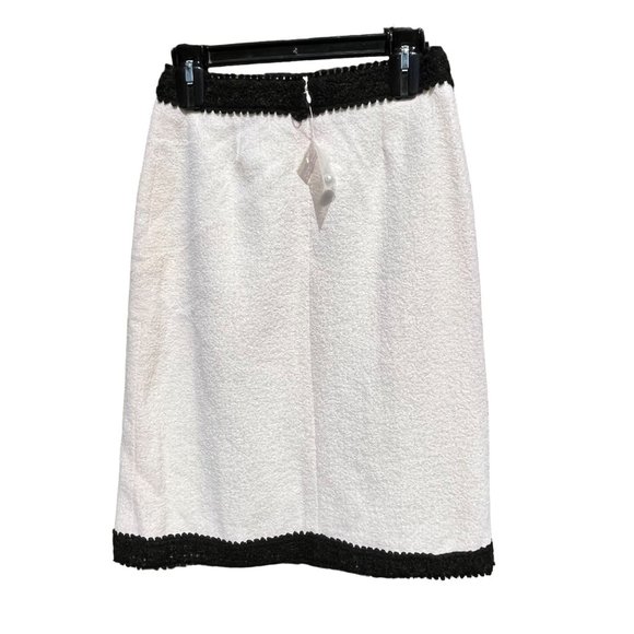Edward Achour Paris Skirt Jolie Wool Blend Boucle Cream Black Trim Sz 38 / 8 NEW - Picture 2 of 6